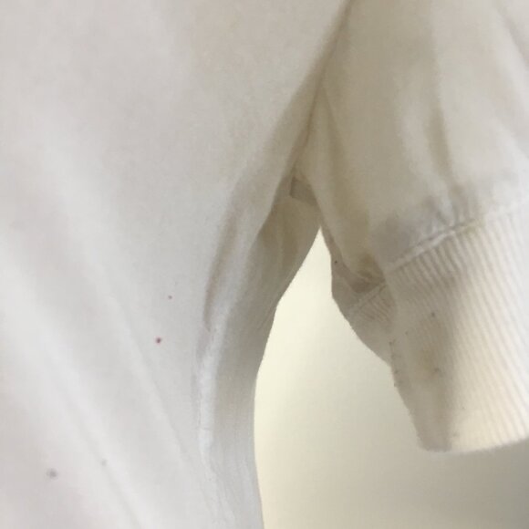 JAMES PERSE White Sheer/Thin Short Sleeve Ribbed Trim Tee Shirt Top - Picture 8 of 11